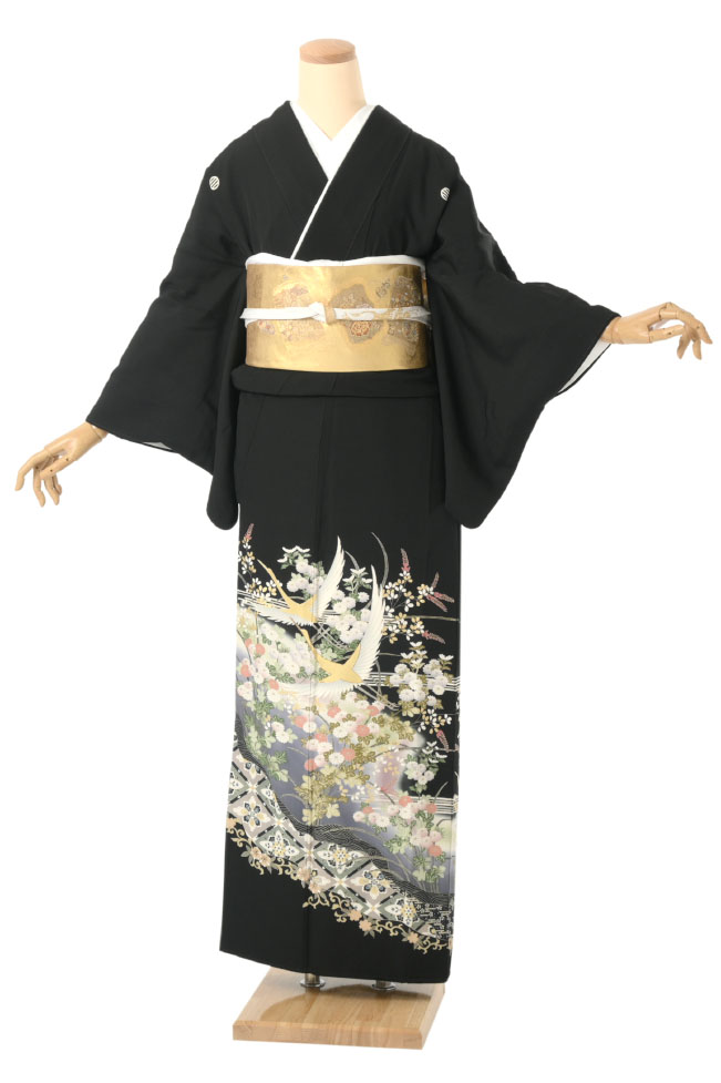 黒留袖（正絹） 鶴花文 Sサイズ W009-1 レンタル｜京都きもの市場 着物